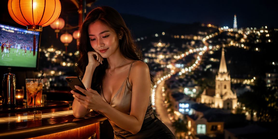 Người dùng xem lịch sự kiện thể thao và cá cược tại Hội An dưới ánh đèn lồng truyền thống