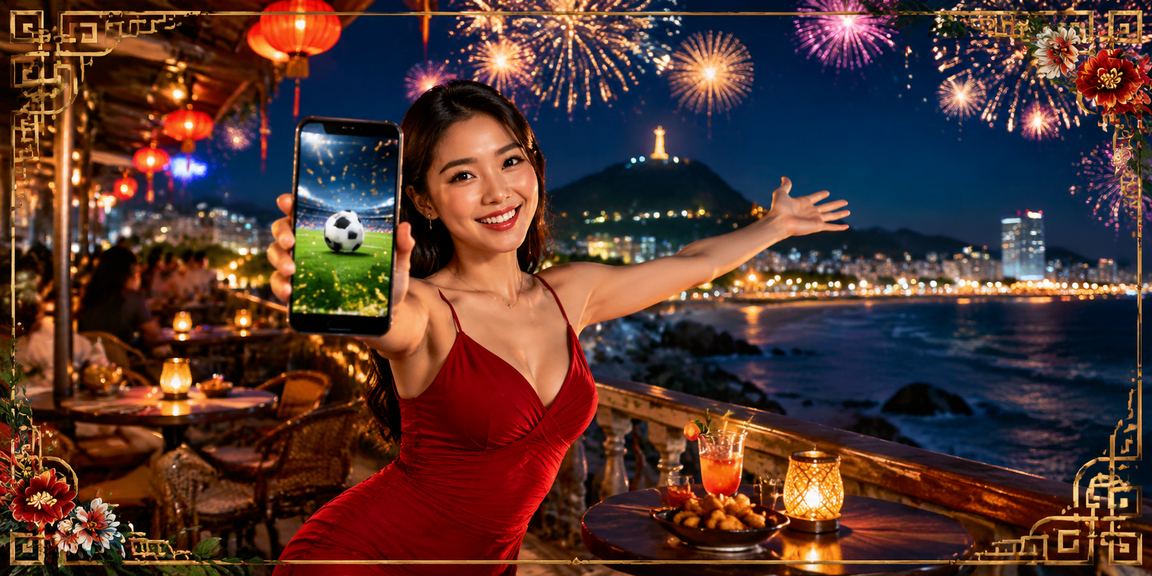 Người dùng Vũng Tàu theo dõi kèo bóng đá buổi tối tại quán cà phê ven biển